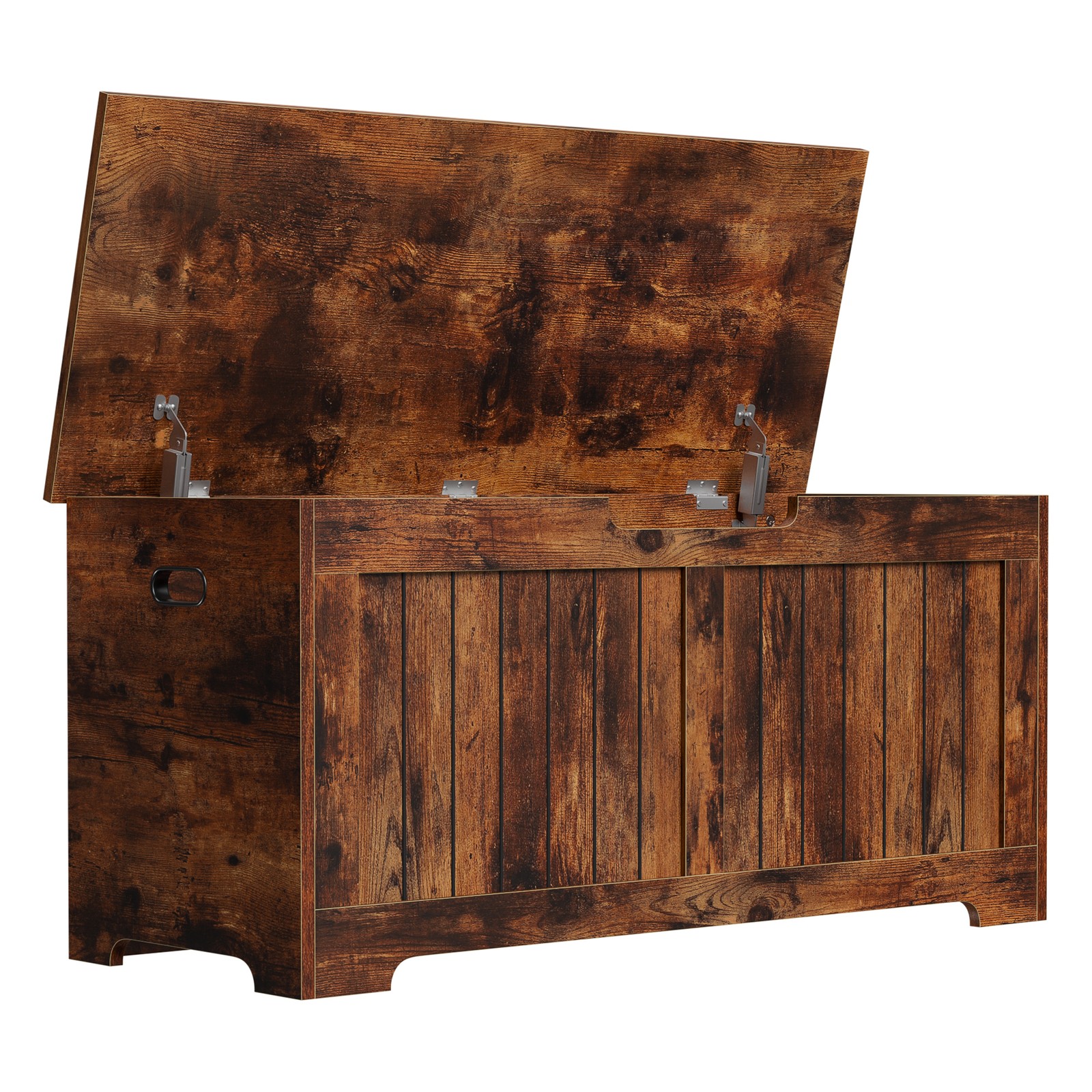 Storage Chest Storage Bench with Safety Hinge White for Playroom Rustic Brown