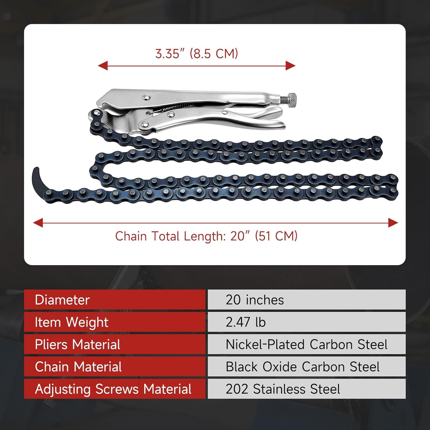 Strong Hand Tools Pipe Alignment Chain Pliers 48"Adjustable Chain Fits 14" Pipe