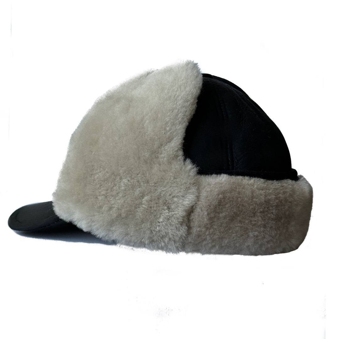 Men's FUR WINTER HAT Sheepskin Shearling LEATHER TRAPPER USHANKA Hat M-XXXL
