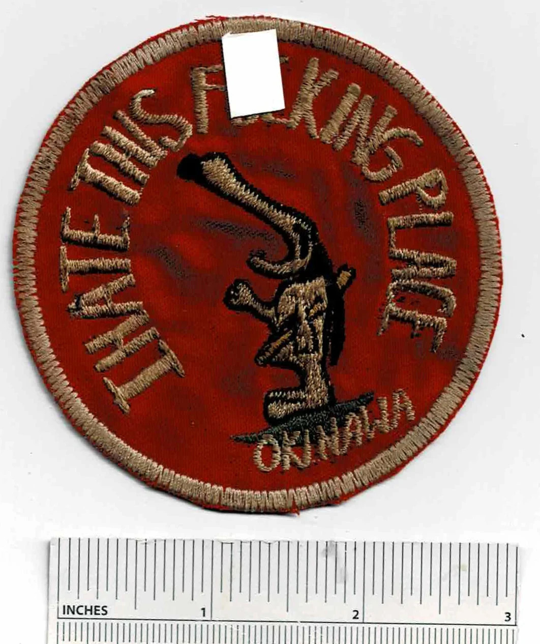 Vietnam War SNOOPY I HATE This F***ing Place - Okinawa  US Shoulder Patch Peanut