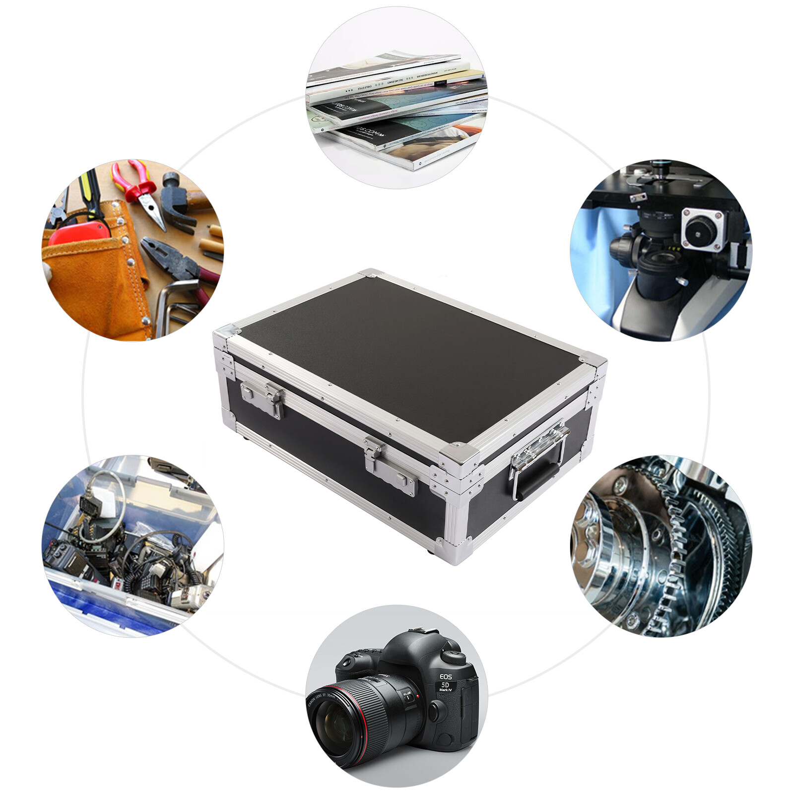 Aluminum Hard Case Briefcase Toolbox Storage Box Tool Case Black Carrying Case