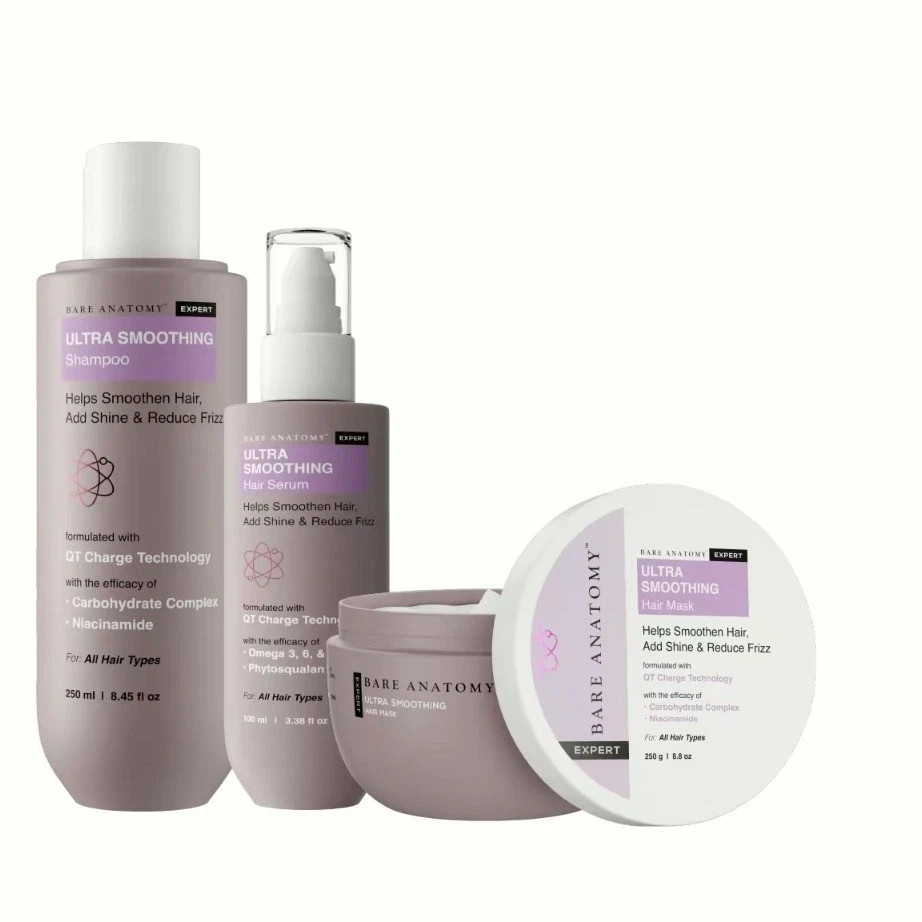 Bare Anatomy Ultra Smoothing Shampoo + Hair Mask + Serum Kit 250ml + 250g + 100m