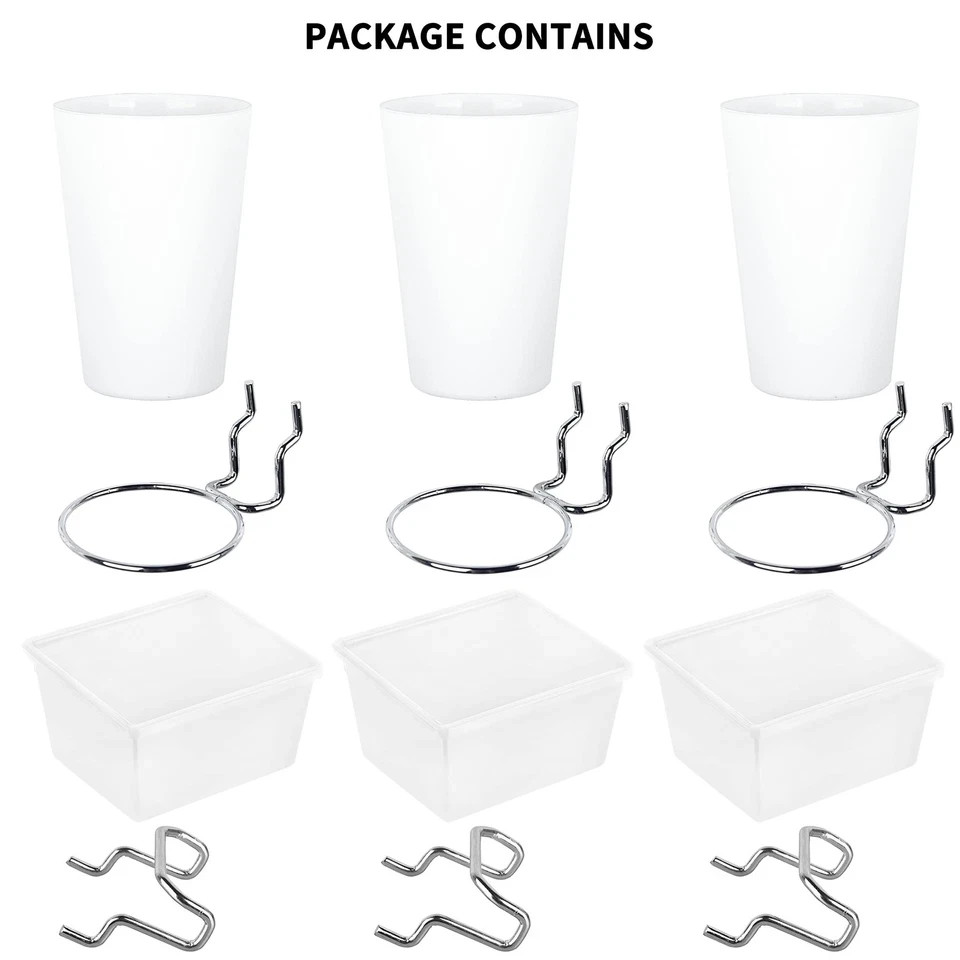 6 Sets Pegboard Bins Cups with Hooks Loops, Pegboard Hooks Assortment, Hooks ...