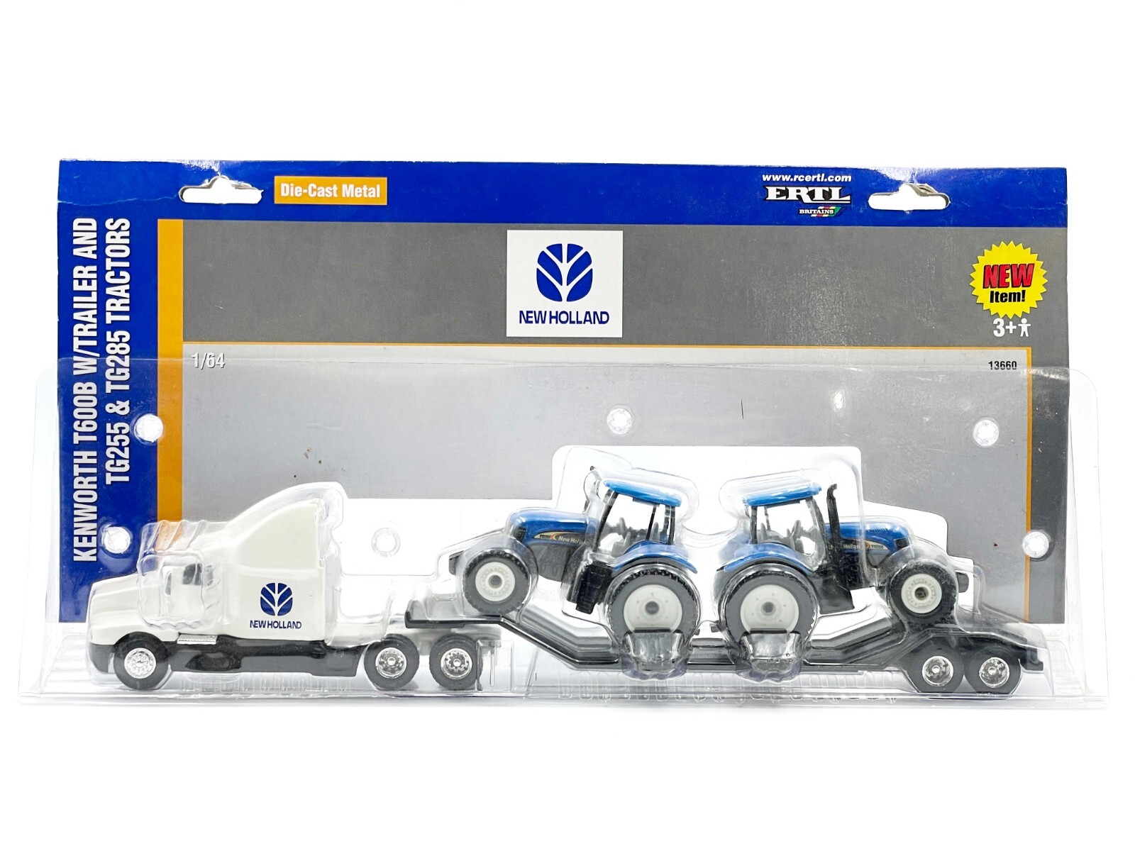 1/64 New Holland Kenworth T600B w/ Trailer and TG255 & TG285 Tractors