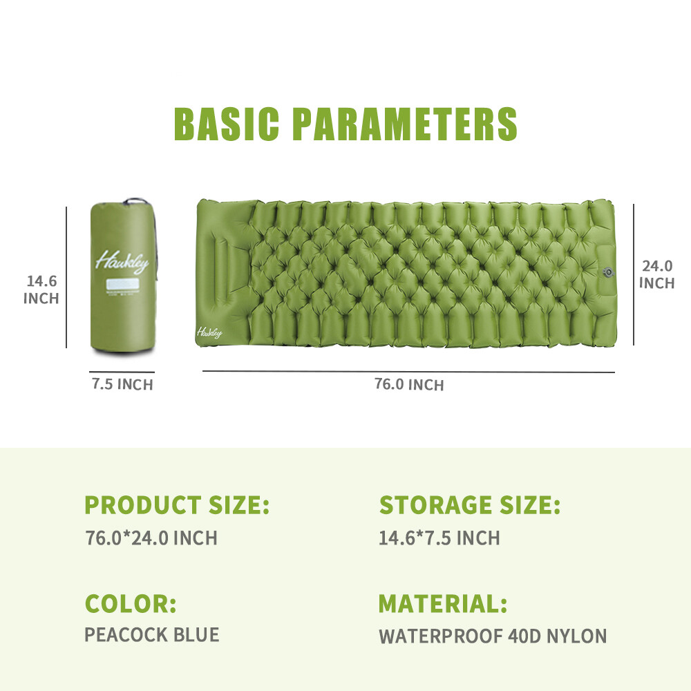 Air Mattresses Portable Outdoor Self-Inflating Mats For Camping Hiking Green Pad