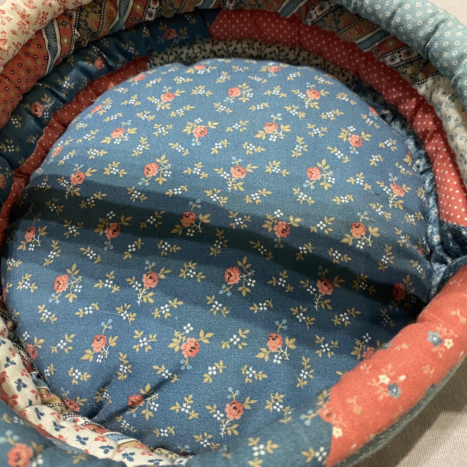 Handcrafted Easter Basket Fabric Bunny Egg / Fabric Quilted Basket