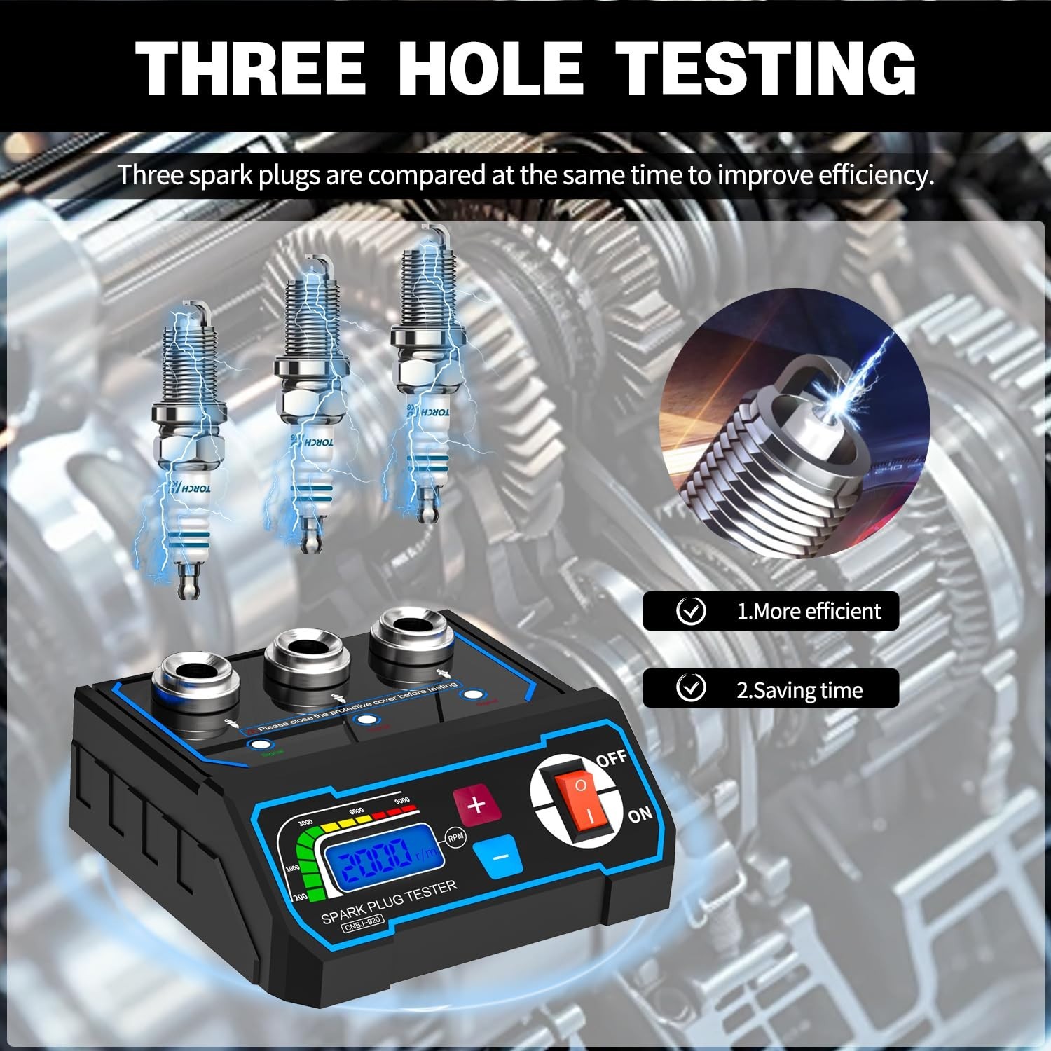 Spark Plug Tester & Ignition Coil Tester - 200-9000RPM LCD, Adjustable Gap Tool