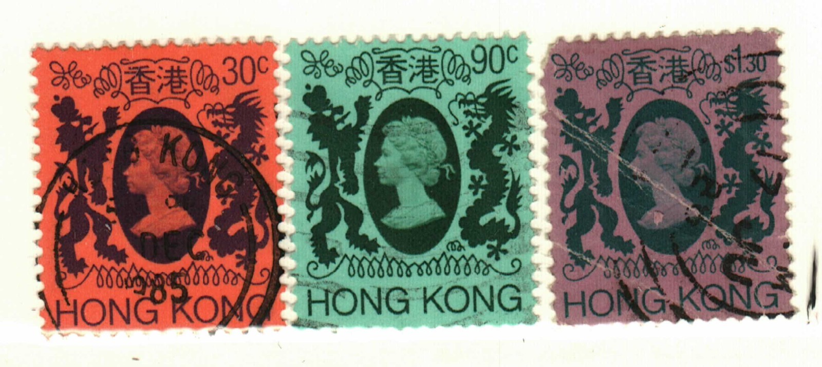 Hong Kong #390, 396, 398 used QEII