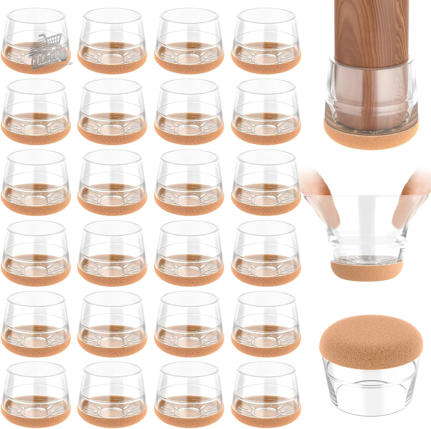24 Piece Chair Rubber, Silicone Chair Caps, Leg Protectors for Furniture for P
