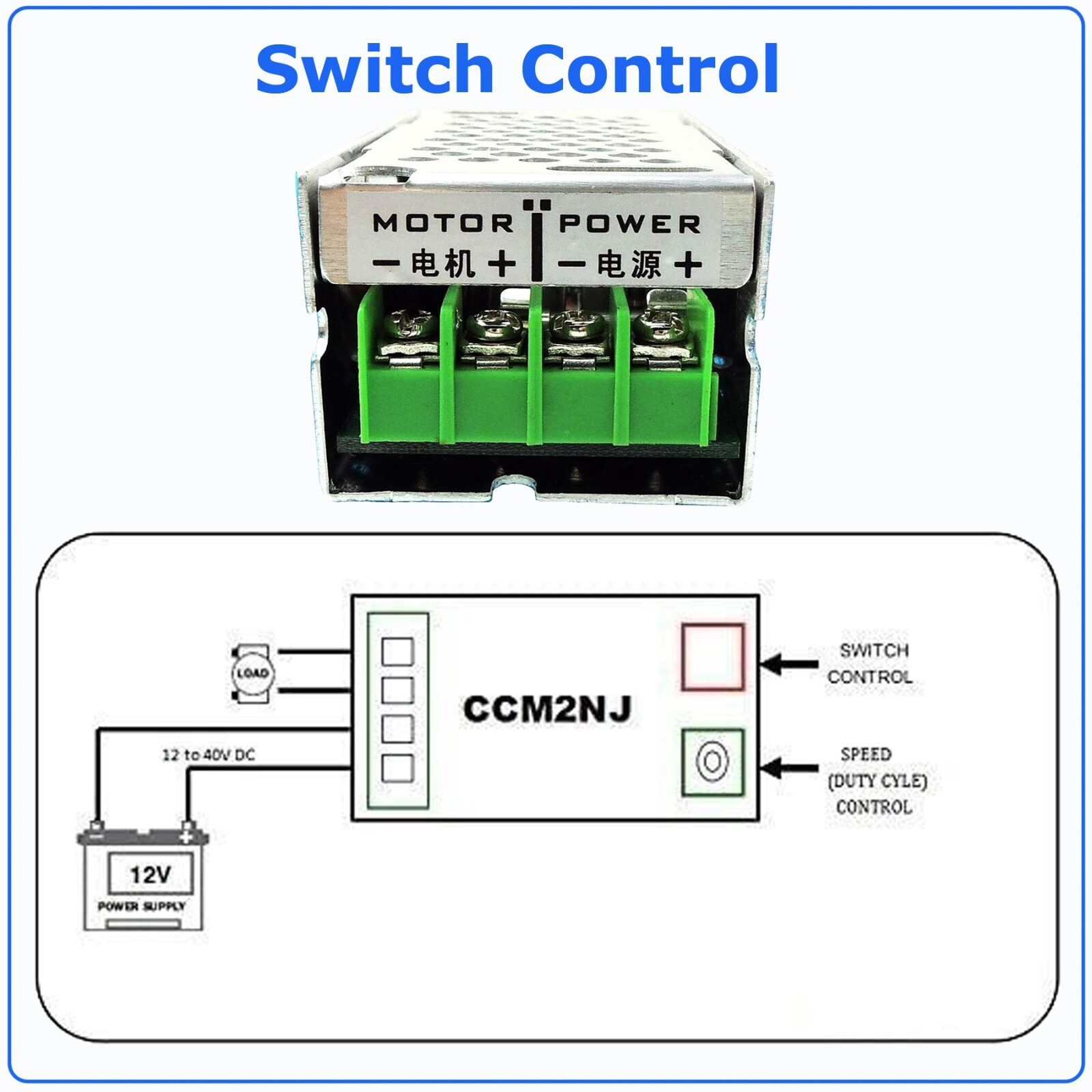 DC Motor Speed Controller Reversible PWM HHO Reversing Control Switch 12/24V 40V