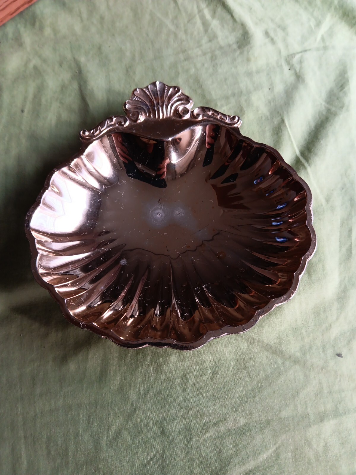 Vintage Clam Shell Footed Metal Dish-Made in Japan-6"