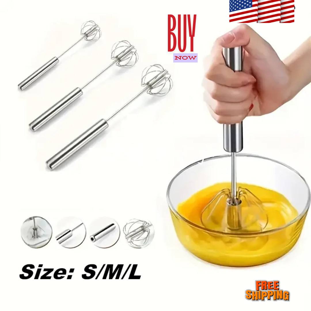 Stainless Steel Hand Push Egg Beater Semi Automatic Whisk Mixer Kitchen Tool