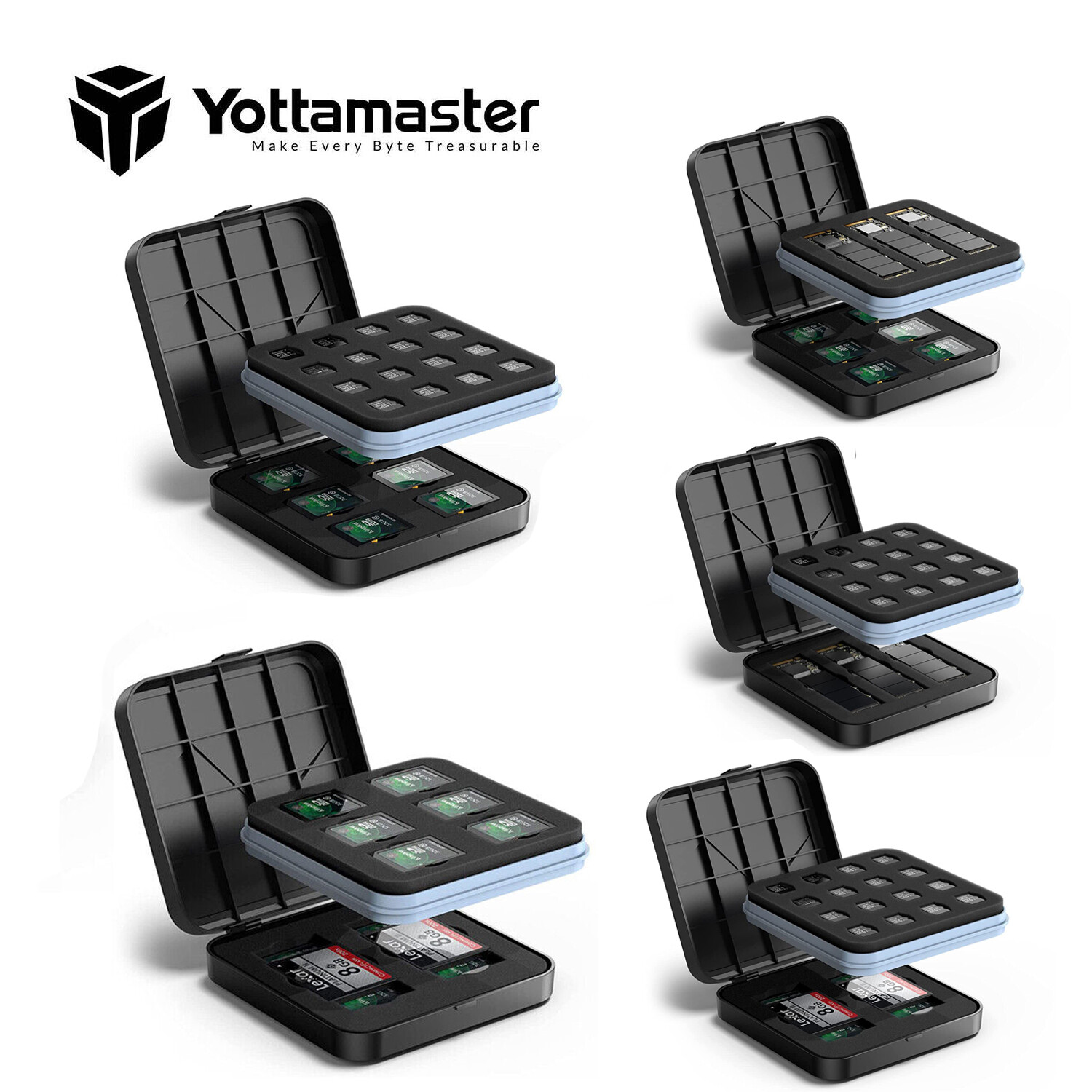 Yottamaster Memory Card Case Holder Protective for Micro SD CF TF Cards M.2 SSD