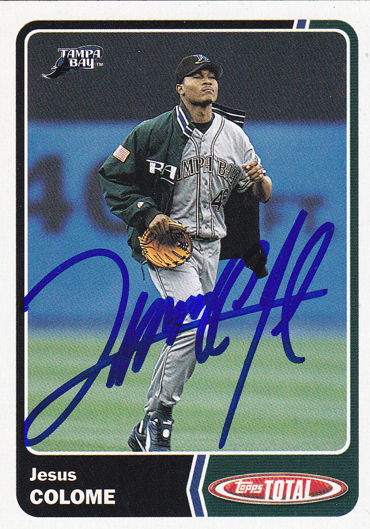 JESUS COLOME TAMPA BAY RAYS SIGNED 2003 BASEBALL CARD NATIONALS MARINERS BREWERS
