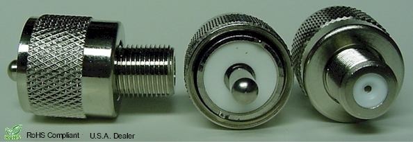 5 PL-259 TO 'F' FEMALE ADAPTER - CONVERTS SO-239 TO A  F TYPE FEMALE CONNECTION