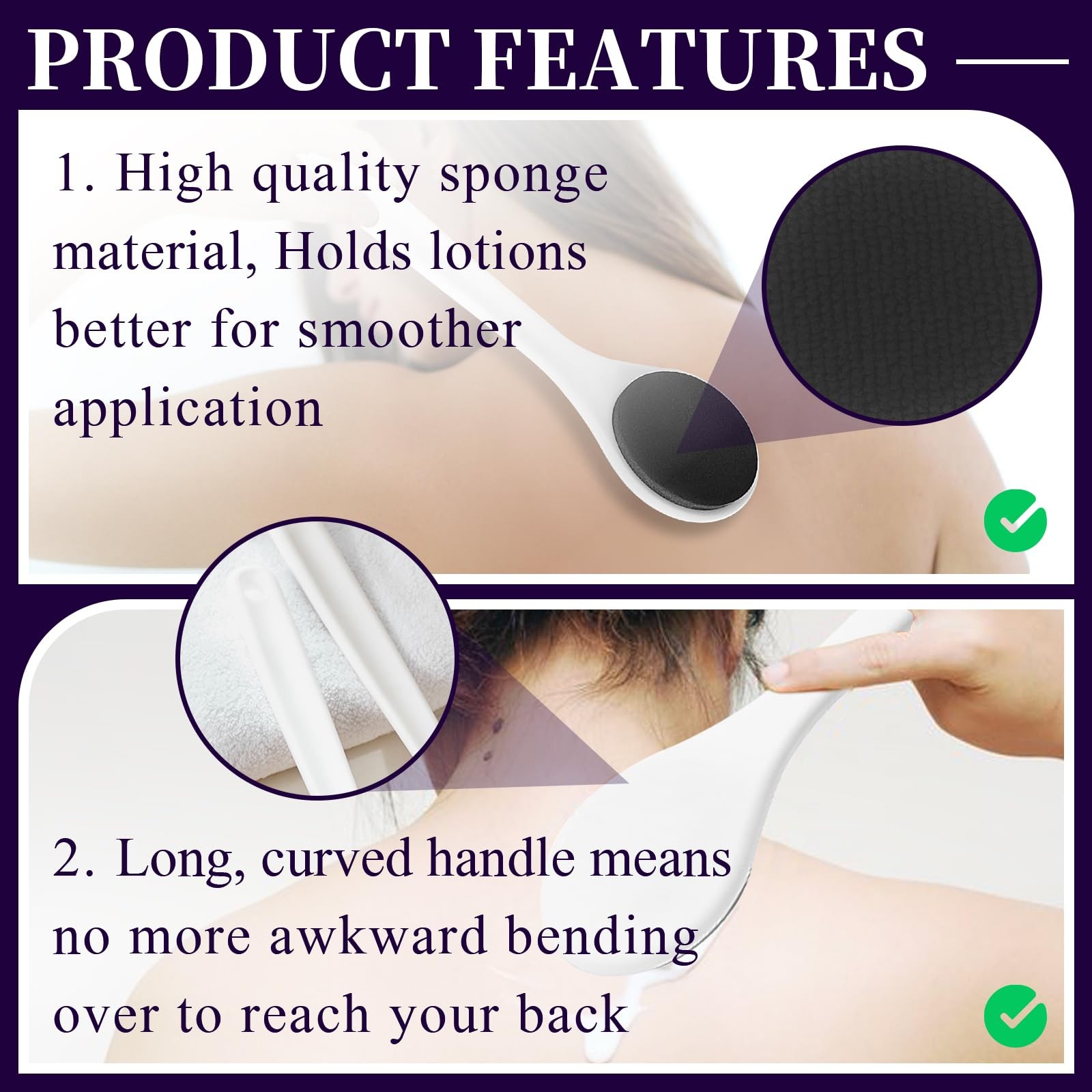 Lotion Applicator for Back - Long Handled Sponge Easy 1 Count (Pack of 1)