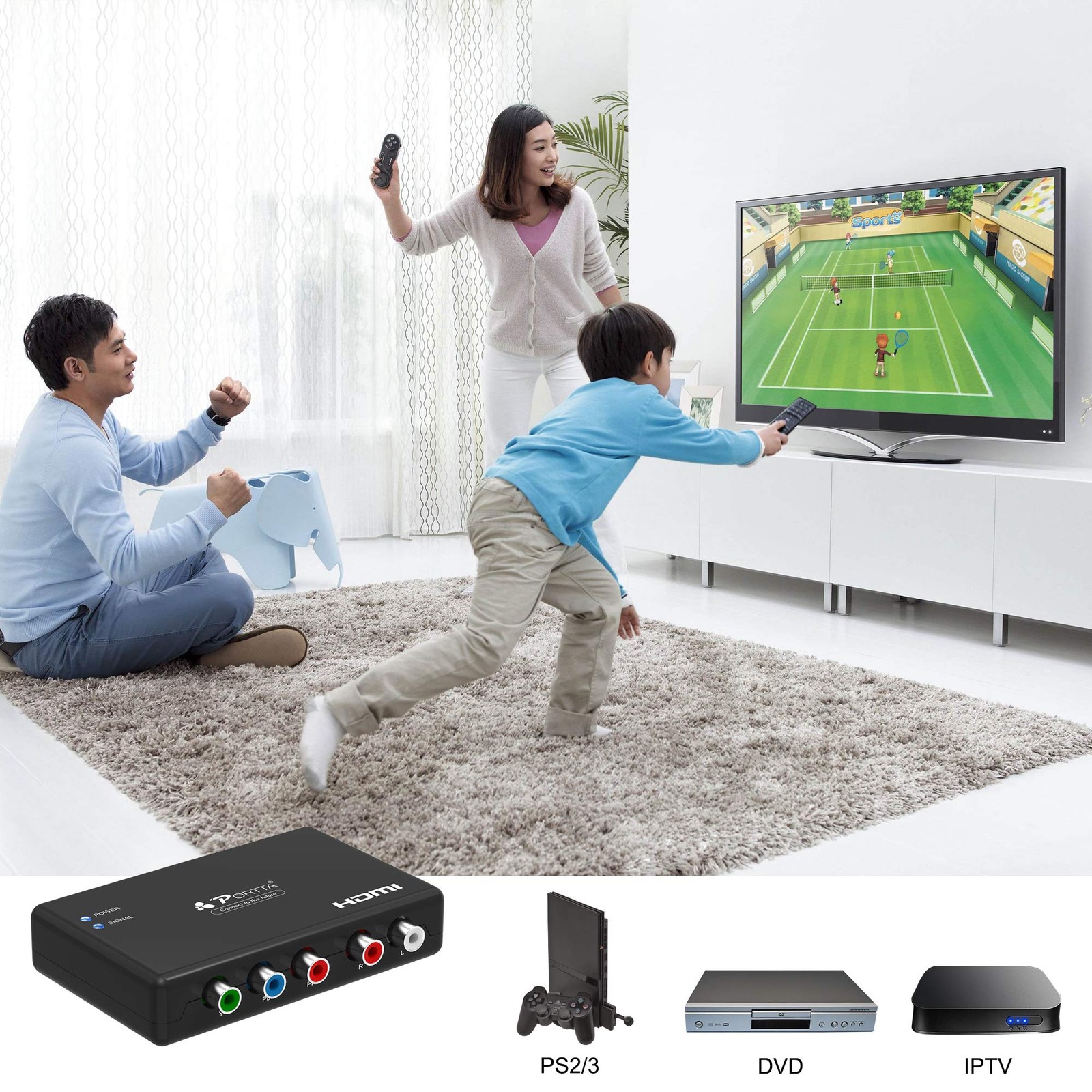 Component to HDMI Converter Support 1080P for PS2 PS3 Xbox HD Devices