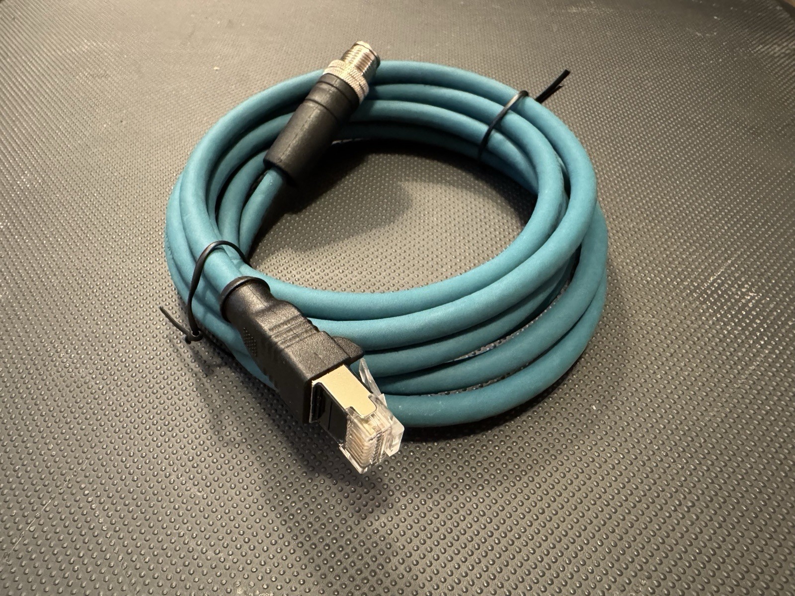 RJ-45 to M12 X-Code Industrial Shielded CAT6A Cable - 7 ft (over 2 m)