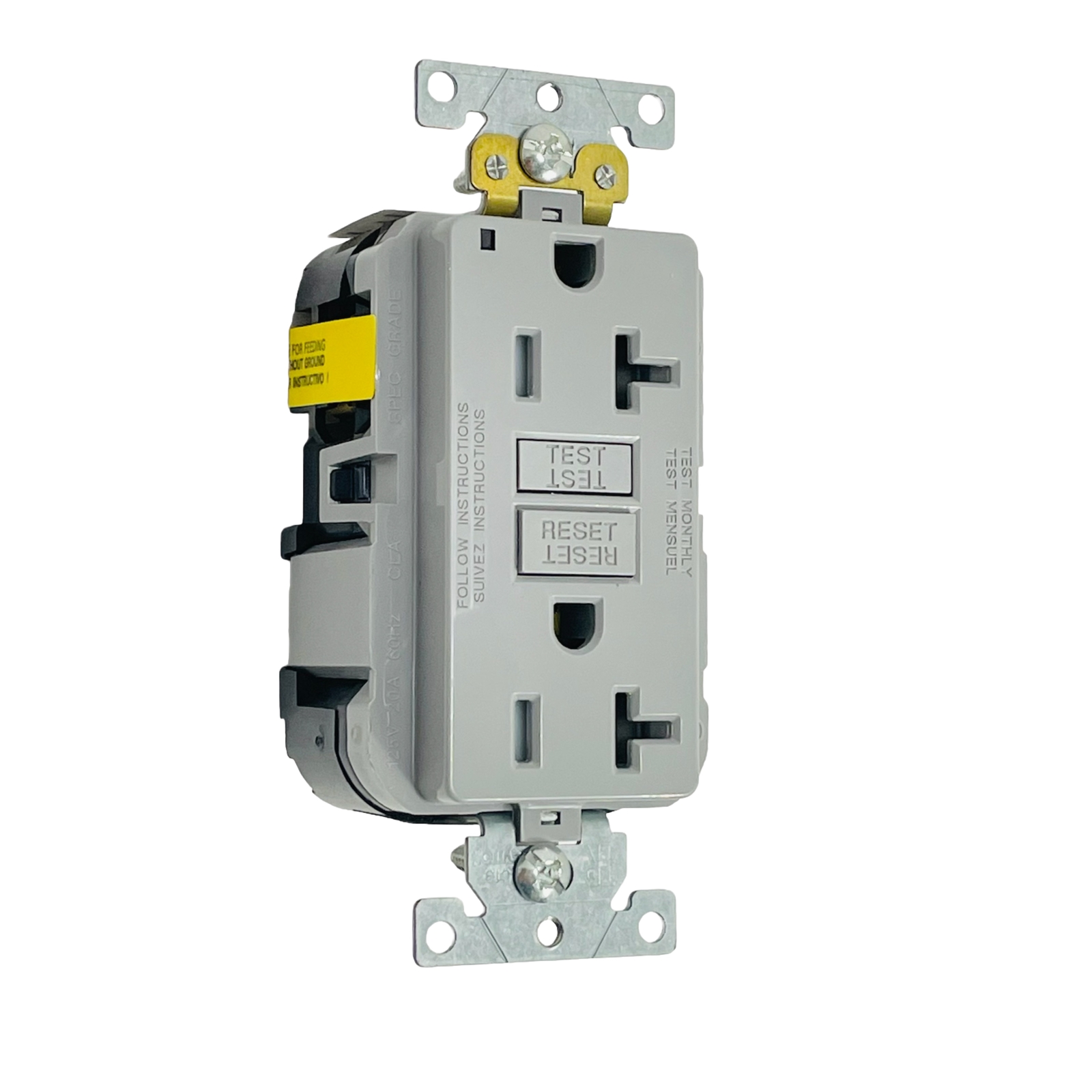 Leviton MGFT2 Gray 20A 125V Lev-Lok GFCI Receptacle Outlet Tamper Res. ~NEW~