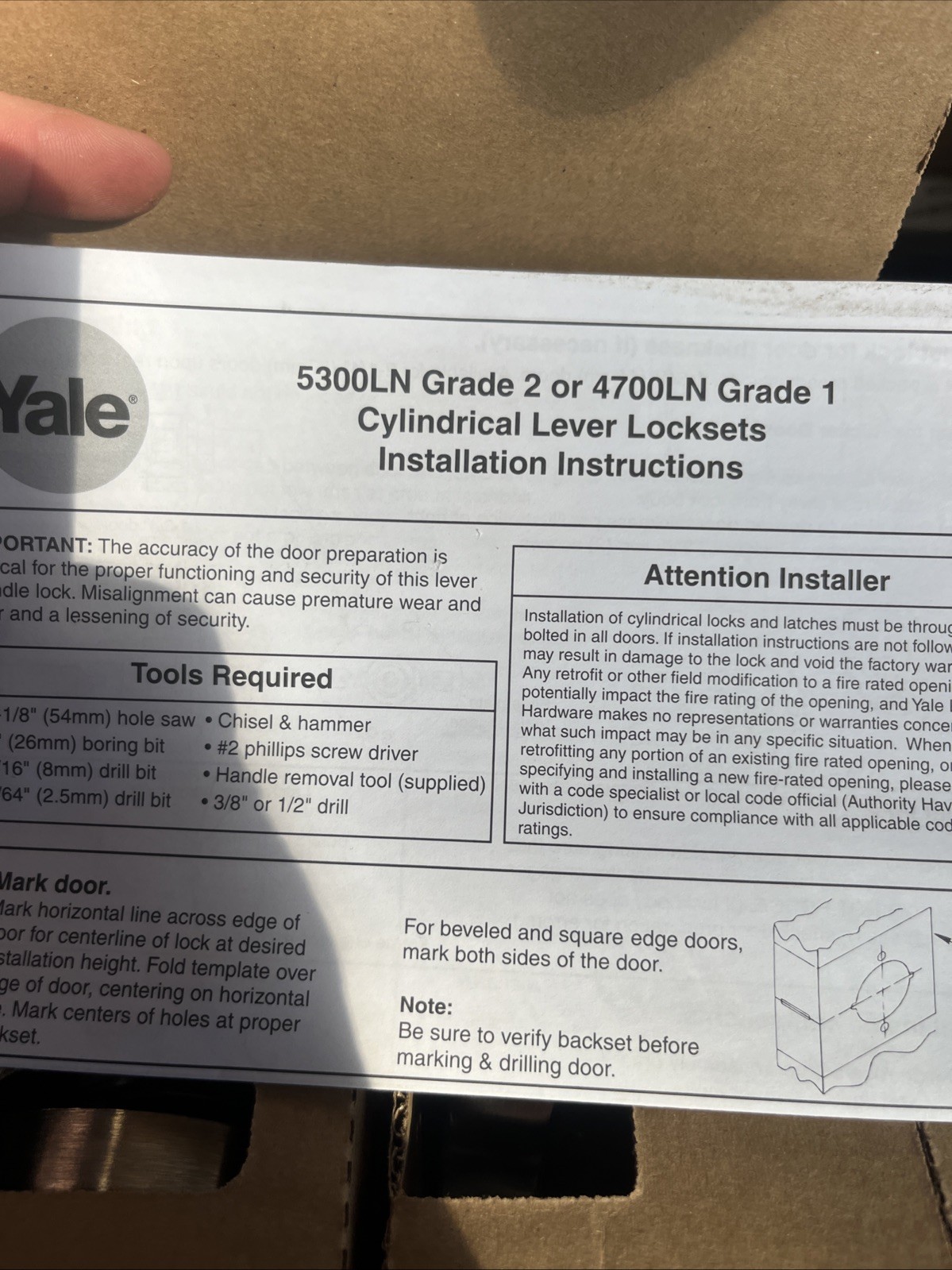 NOS Yale PB5301LN-626 Passage Function Cylindrical