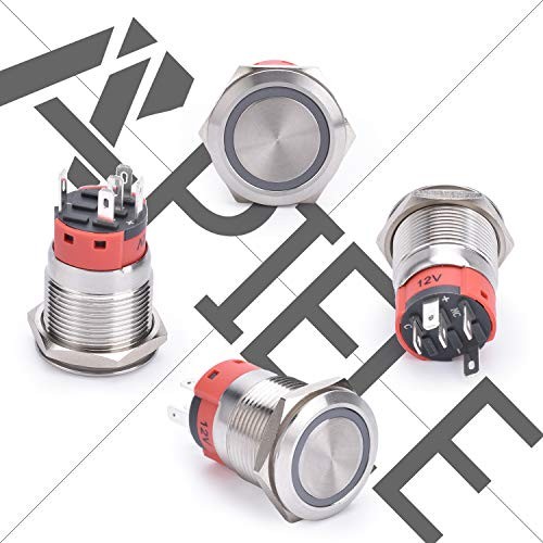 19mm Momentary Push Button Switch On Off Silver Shell Silver Shell-Blue