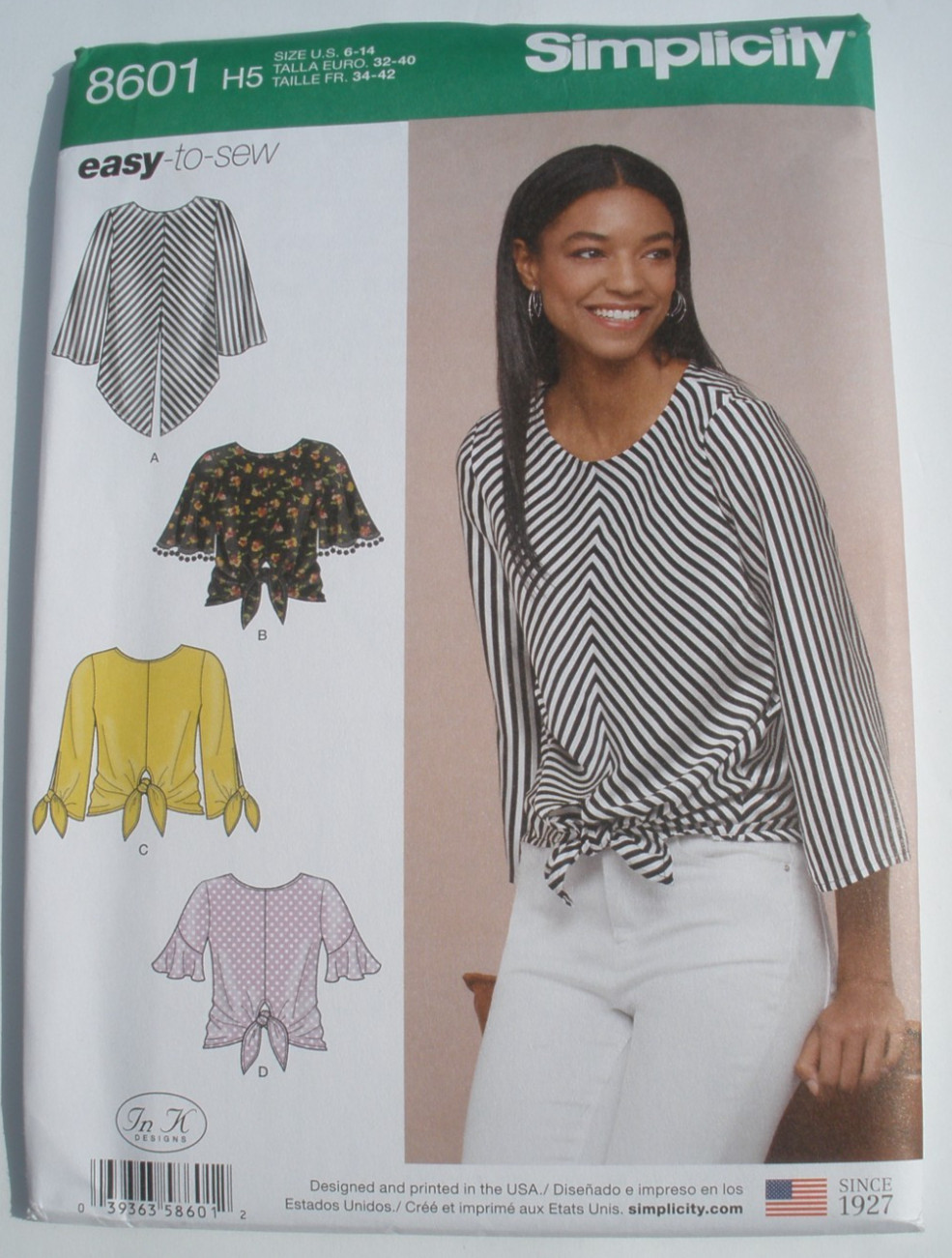 Simplicity Pattern 8601 Misses Pullover Tie Top / Sleeve Variations 6-14 Uncut