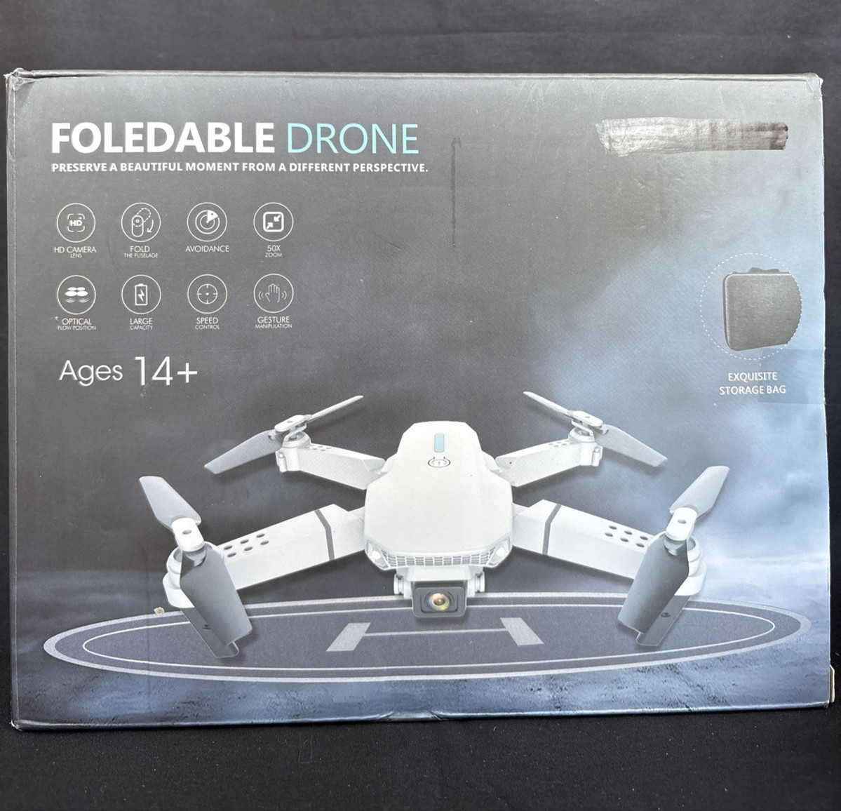 Foldable Drone HD Camera 50x Zoom Open Box Never Flown All Accessories