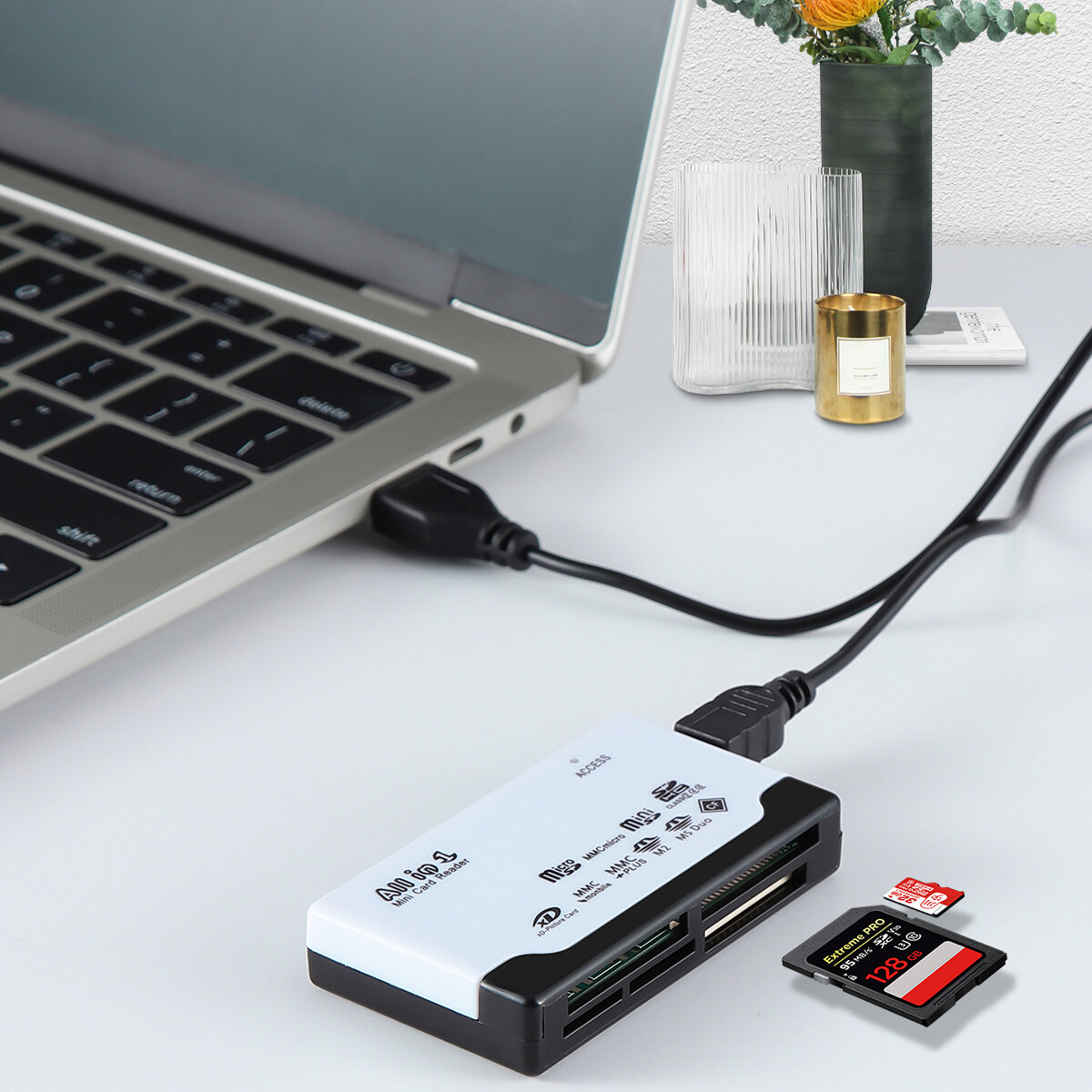 All In One USB 2.0 Memory Card Reader Adapter Support TF CF SD Mini SD MMC MS XD