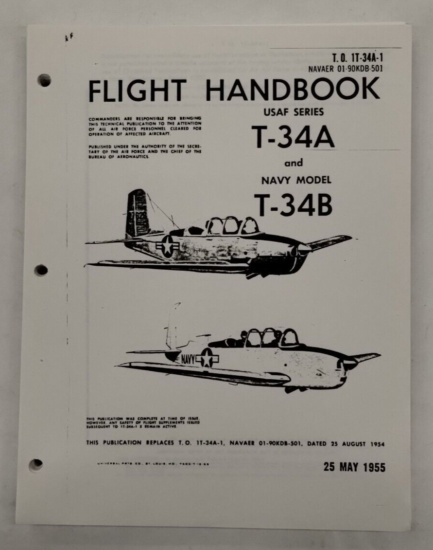 Beechcraft USAF Series T-34A & Navy Model T-34B Aircraft Flight Handbook-Copy