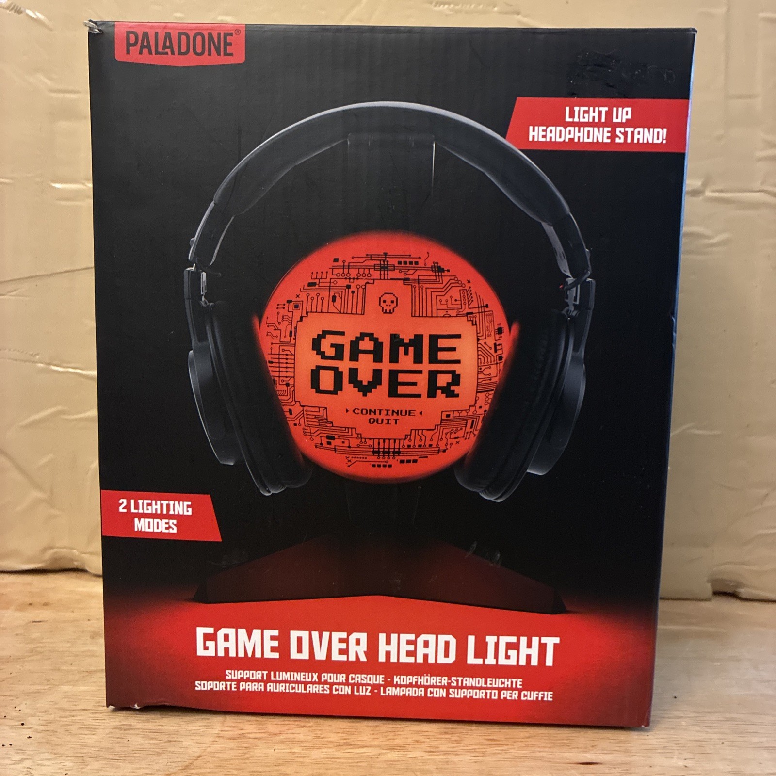 Game Over Head Light Headphone Holder Perfect For Retro Gamers Auto-Shutoff