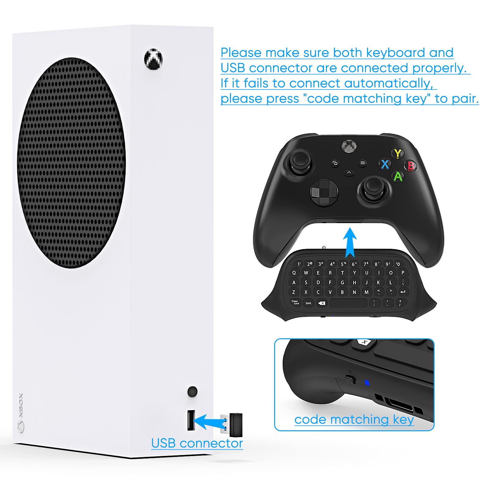 Keyboard for Xbox Series X/S Controller, for Xbox /S/Controller Gamepad, 2.4G...