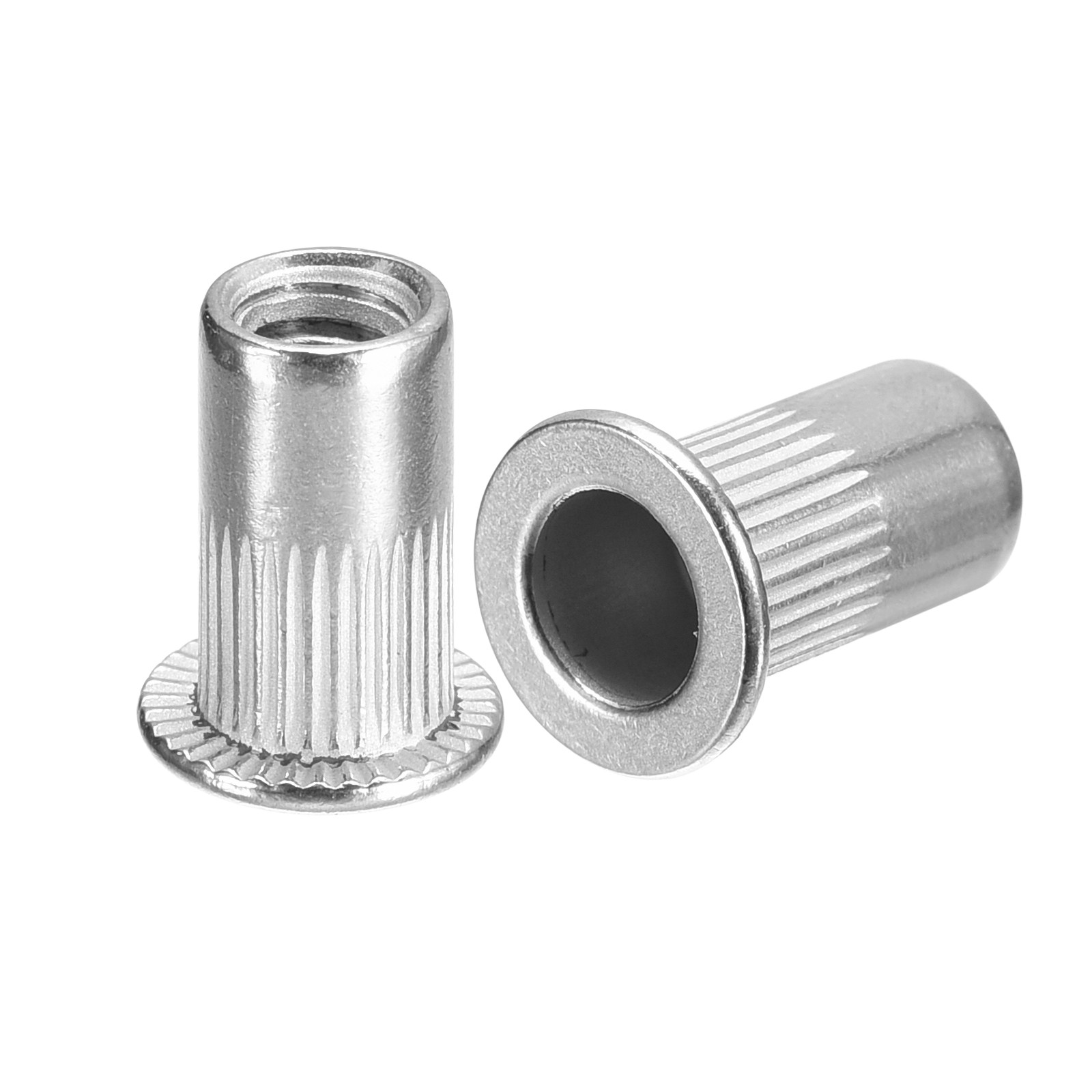 #10-32 Rivet Nuts, 50pcs 304 Stainless Steel Flat Head Threaded Insert Nuts