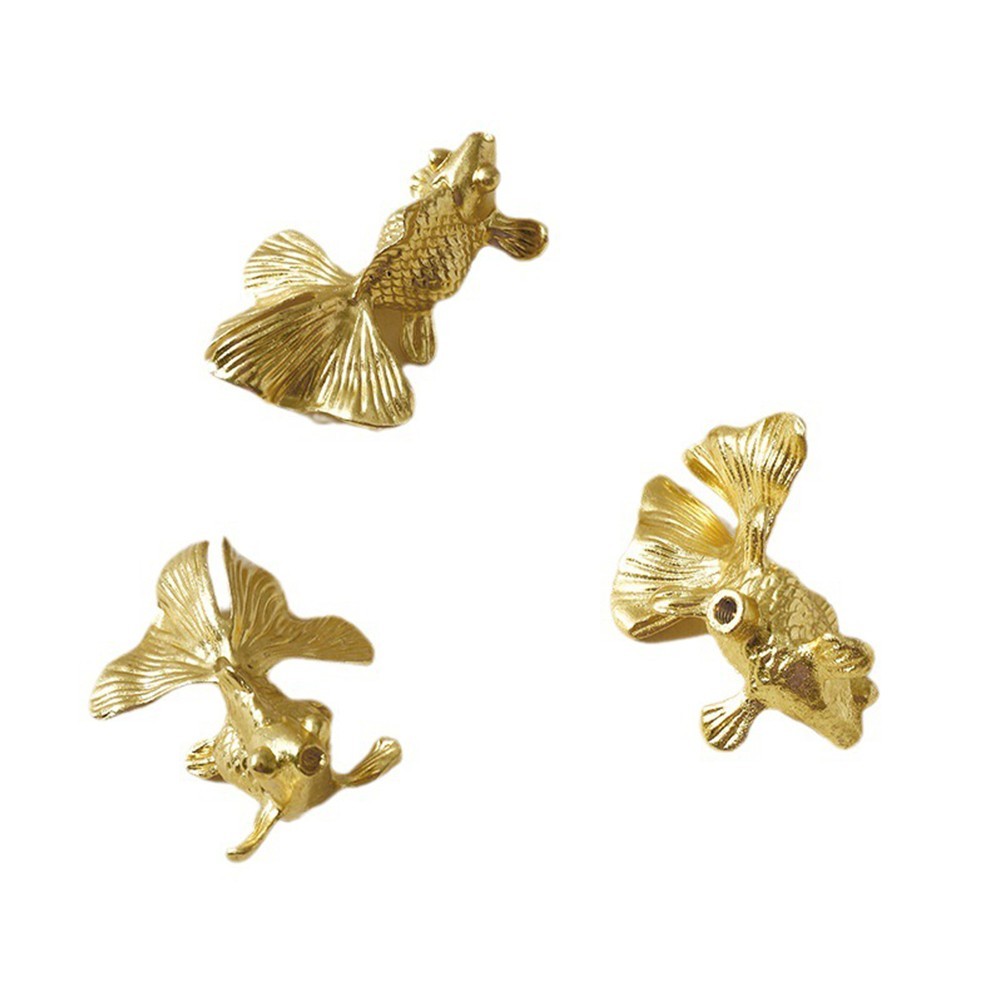 Striking Goldfish Patterned Cabinet Handle Knobs Solid Brass Construction