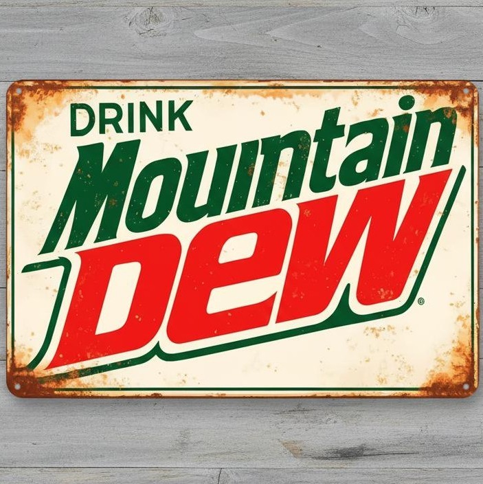 Drink Mountain Dew 8 x 12 Vintage Novelty Metal Sign Made In USA New