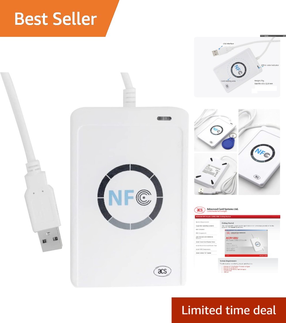 NFC Contactless Card Reader - USB Device with SDK & Mifare IC Cards Included