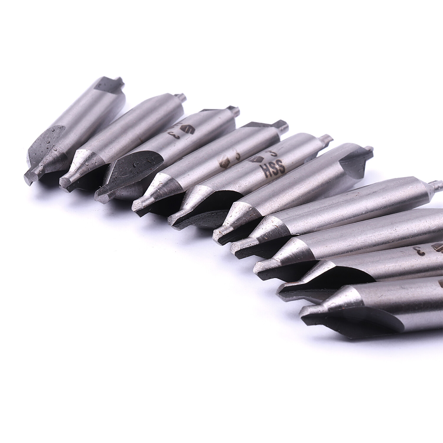 10PCS HSS 60 Degree Countersink Drill Bit Set, 3.0mm Center Hole Tool for Metal