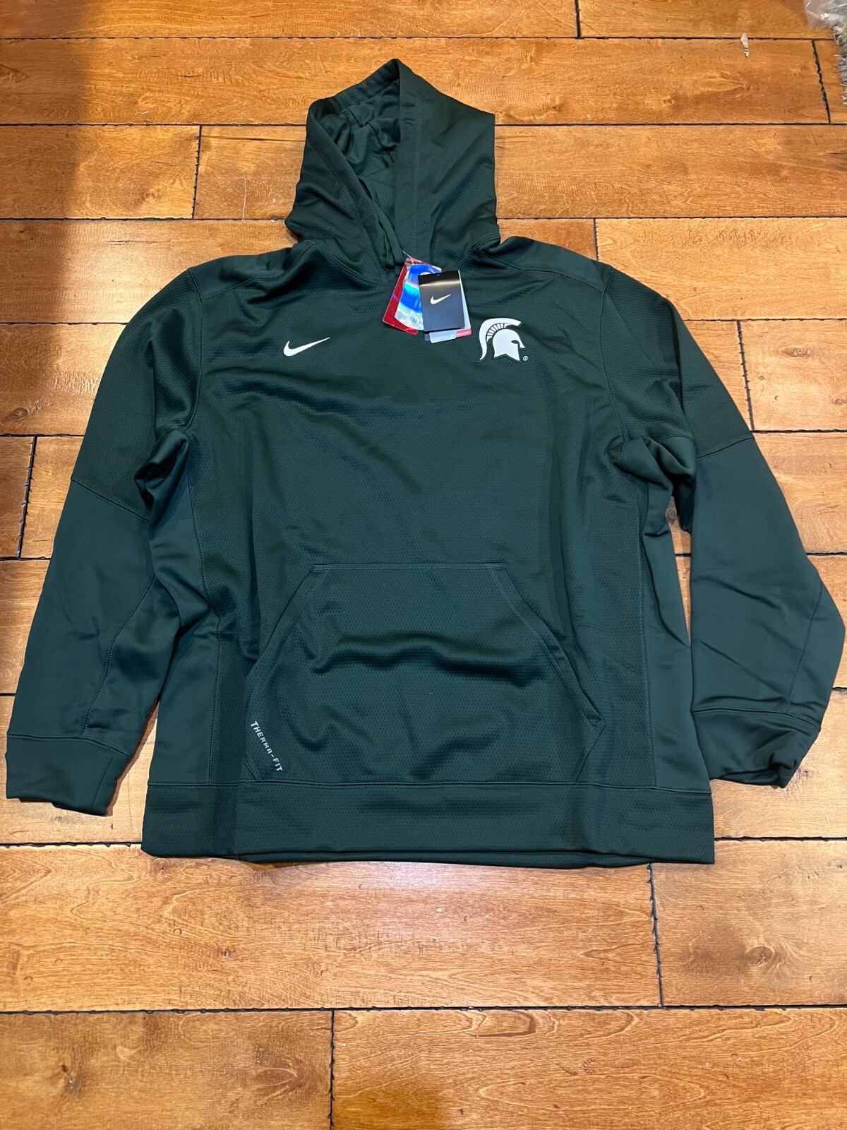 NIKE MSU MICHIGAN STATE SPARTAN FOOTBALL  HOODIE THERMA SWEATSHIRT GREEN 3XL NWT