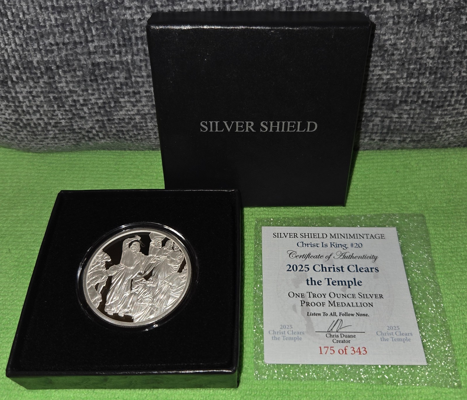 2025 Silver Shield Christ Is King #20 Clears Temple 1oz PROOF Medal 175/343 COA