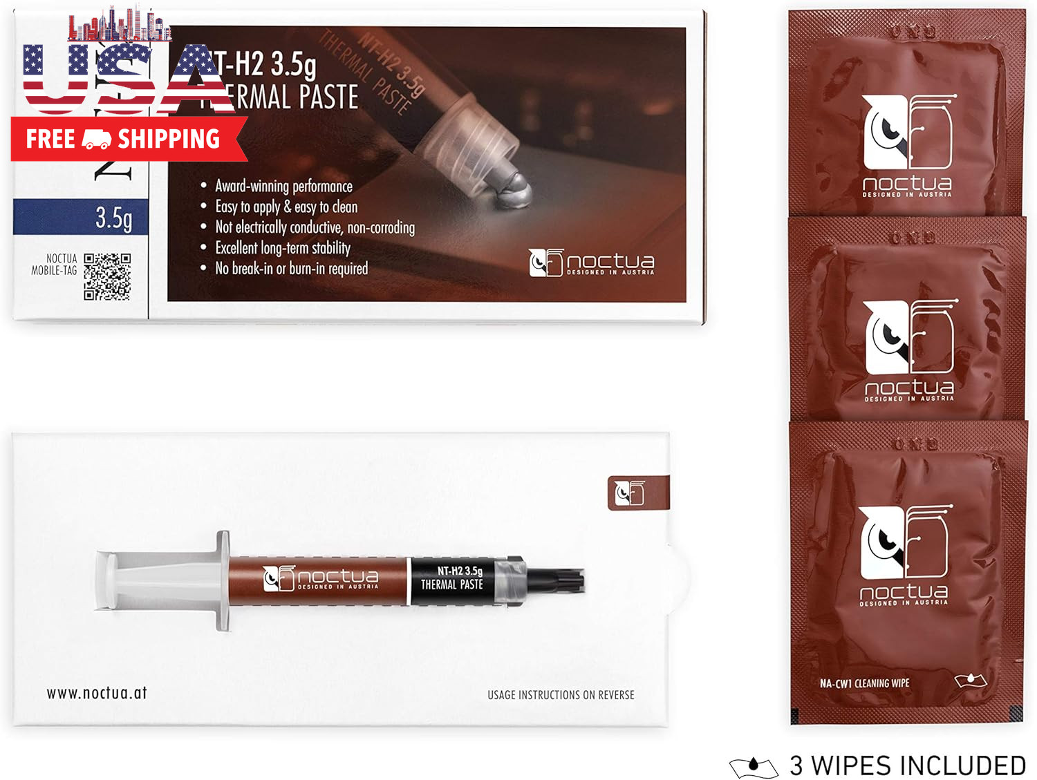 NT-H2 3.5G, Thermal Computer Paste Incl. 3 Cleaning Wipes (3.5G)