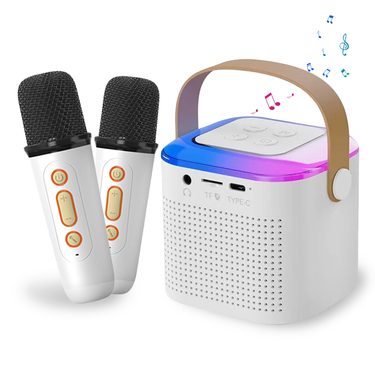 Mini Kids Karaoke Machine Portable Bluetooth Speaker with 2 Wireless Microphone