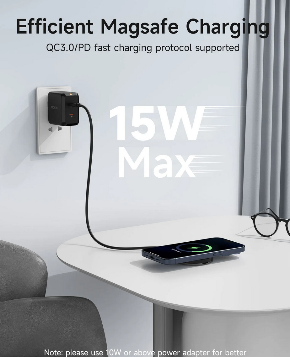15W Magnetic Wireless Fast Charger - MODEL MOWA0201 - BLACK