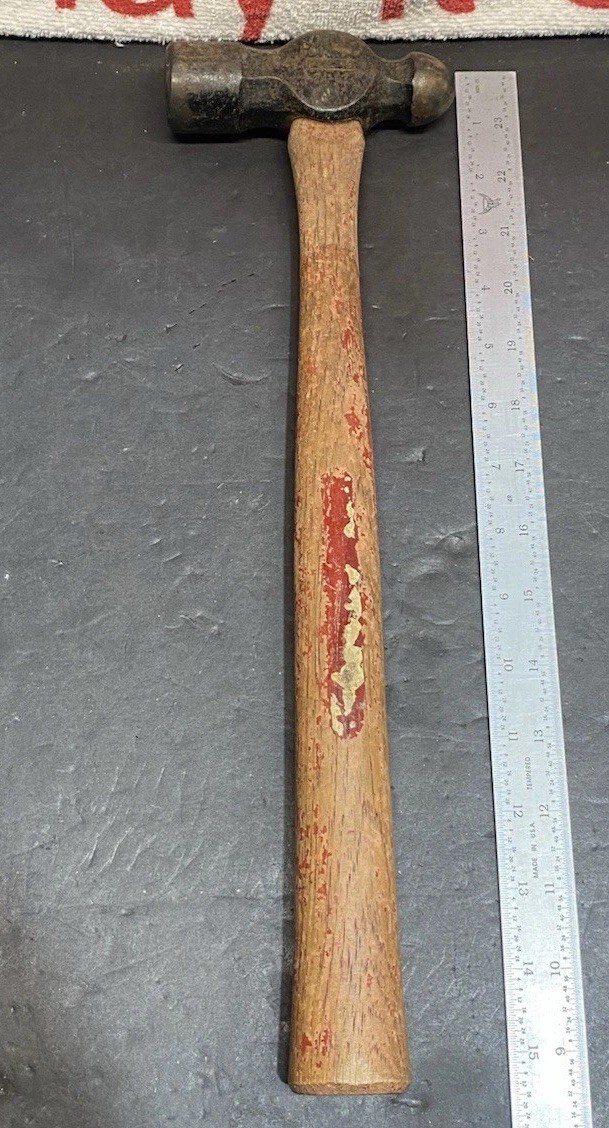 Vintage  PLUMB 24 OZ Ball Peen Hammer Wooden Handle