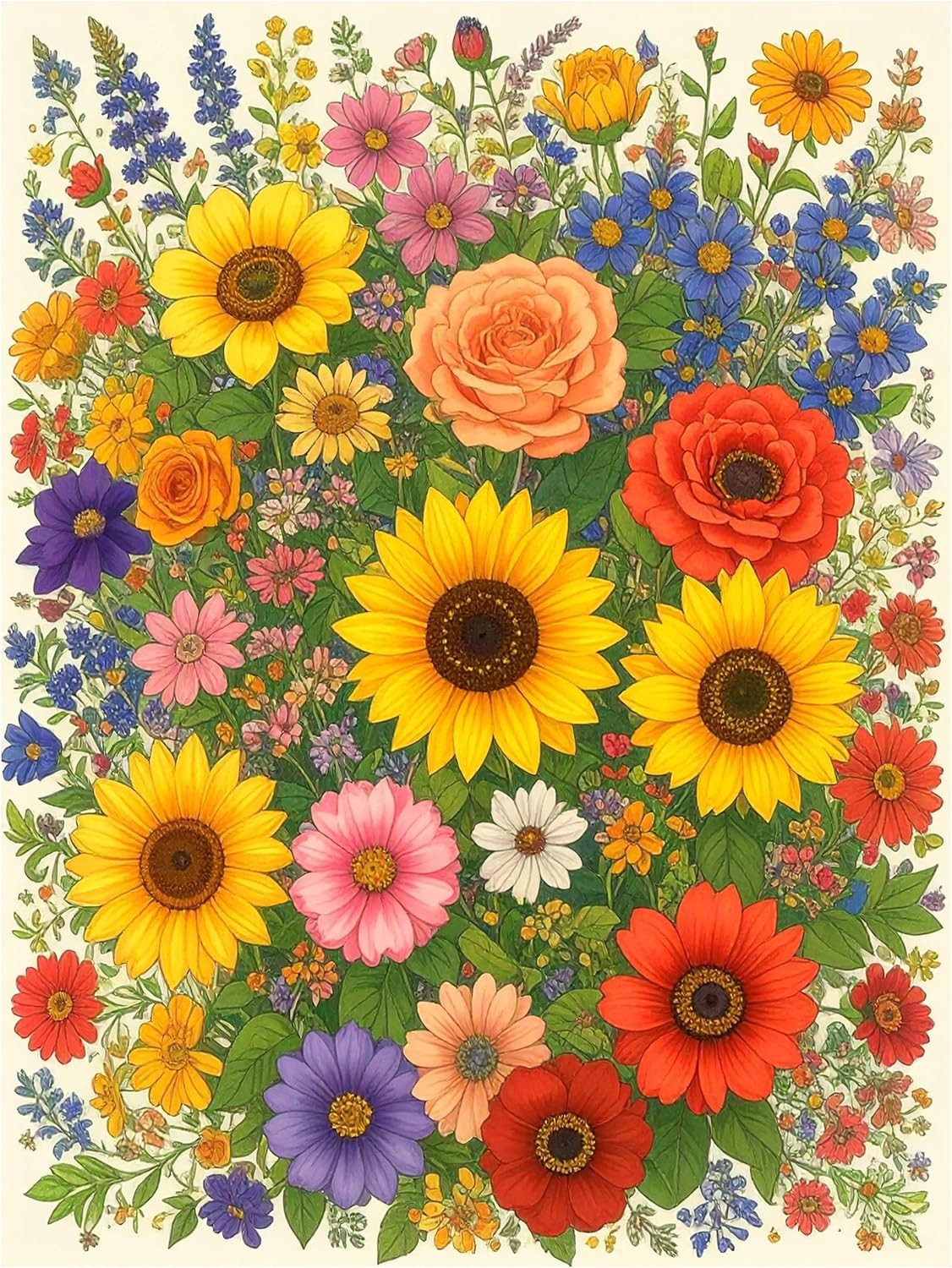 Tile Mural Colorful Flowers Sunflowers Roses Kitchen Bathroom Wall Backsplash
