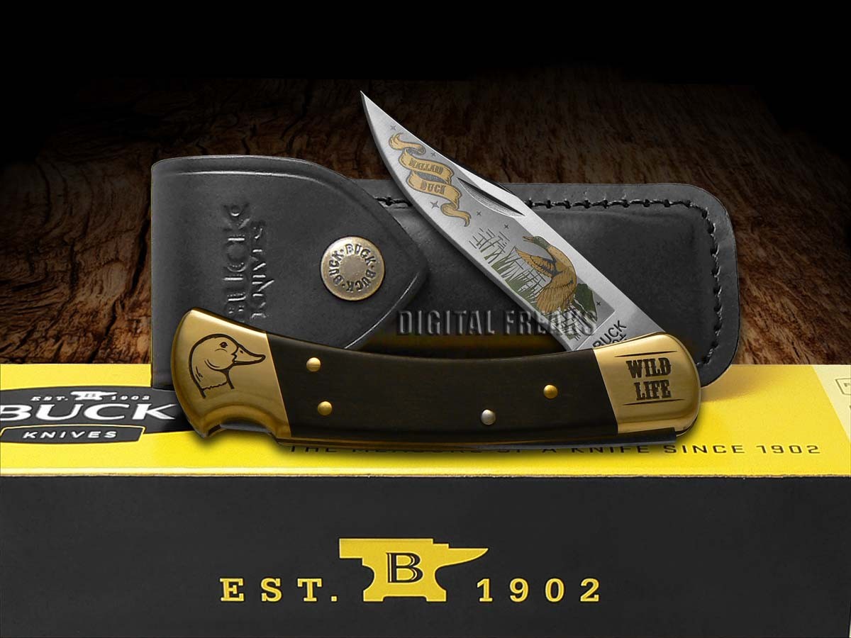 Buck 110 Wild Life Series Duck Folding Hunter Custom Stainless Pocket Knife