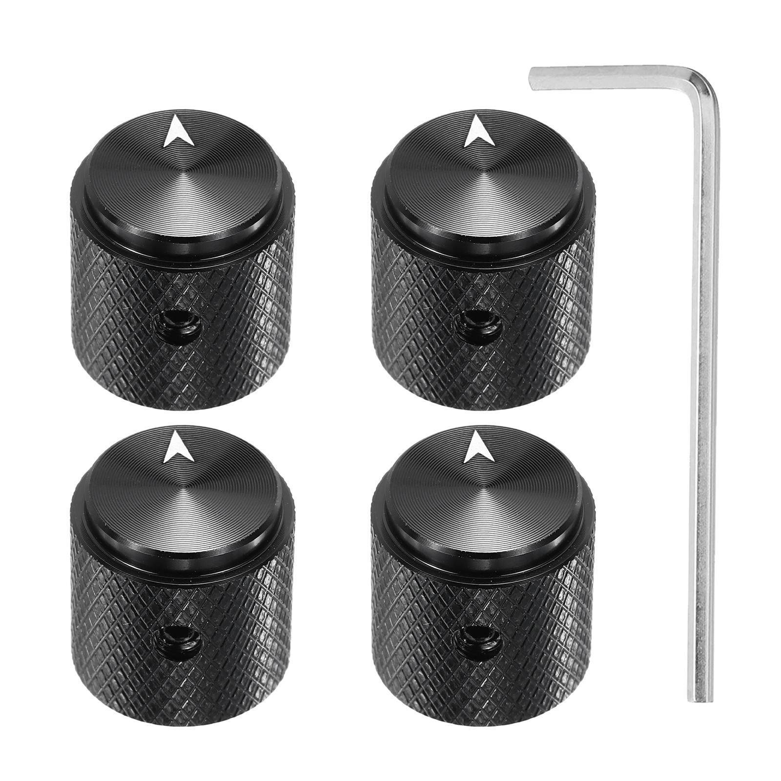 4 Pcs Aluminium Knobs, 6mm IDx15mm ODx15mm, Arrow Indicator, Black