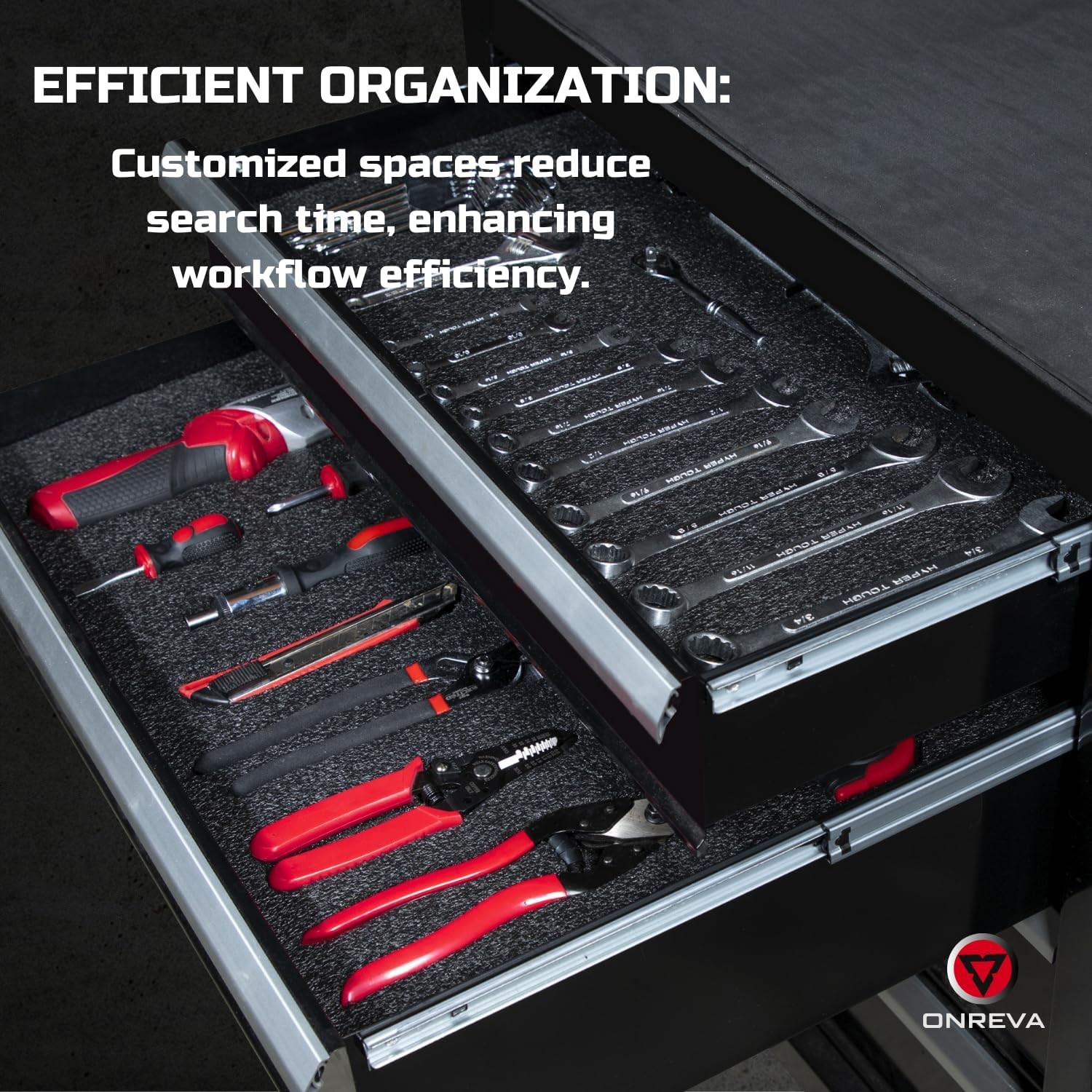 22x18 Inch Tool Box Foam Inserts, 4-Pack, Black with Red for Organizing Cases