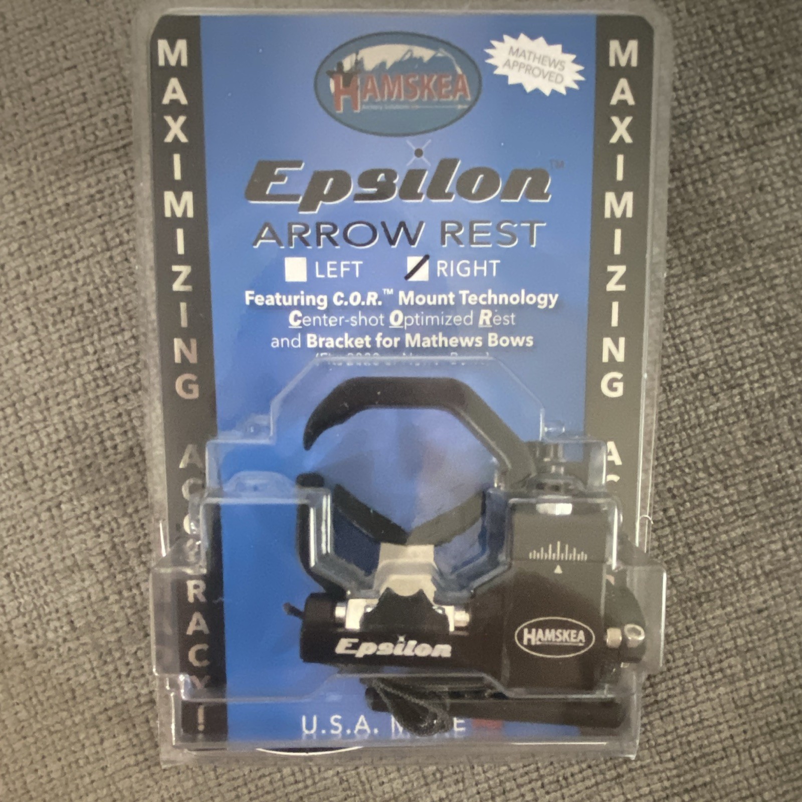 HAMSKEA Epsilon Arrow Rest with Mathews Approved Bracket - Black, Right Hand