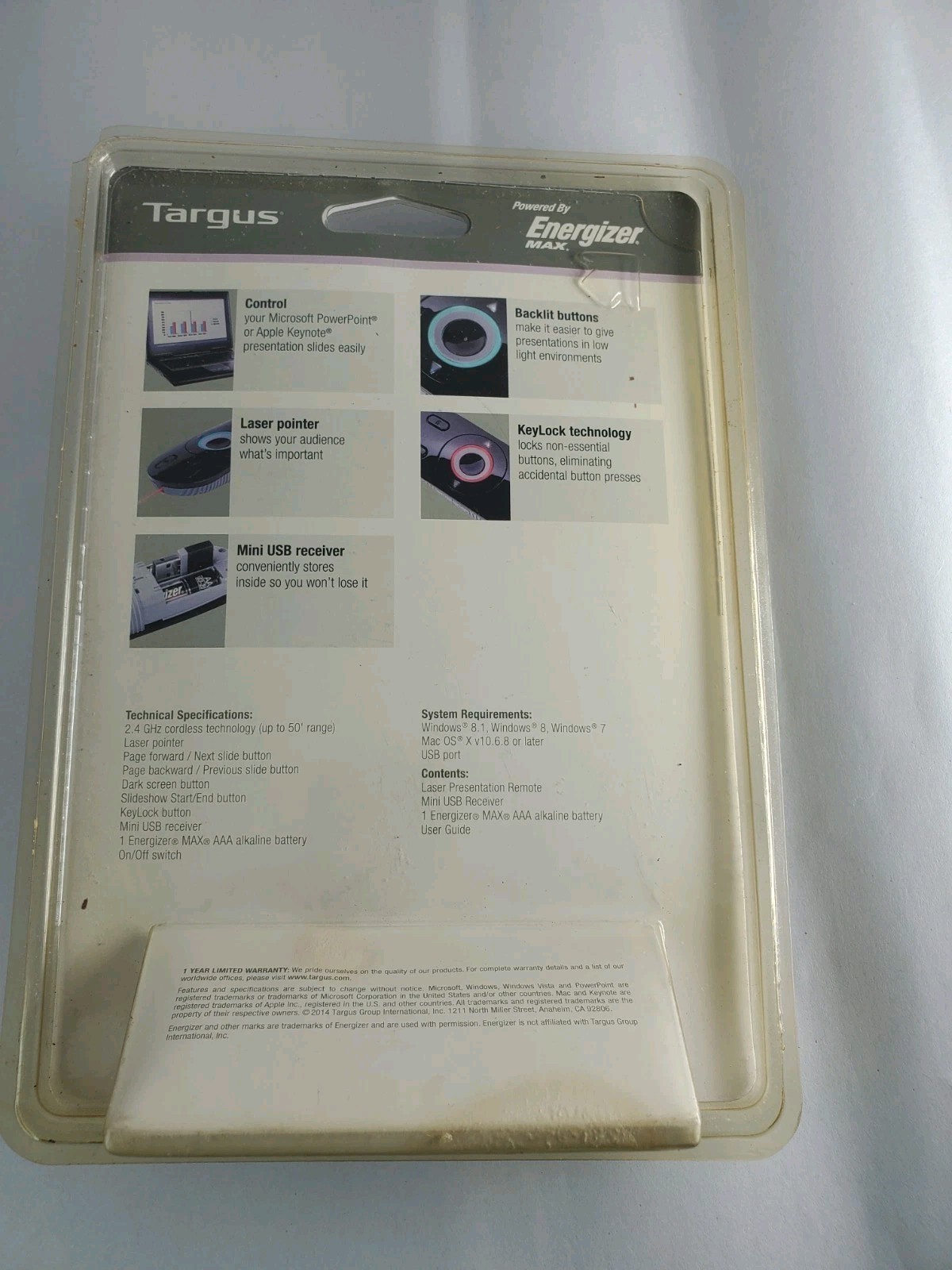Targus Laser Presentation Remote with Key Lock Technology to Lock Non-Essential