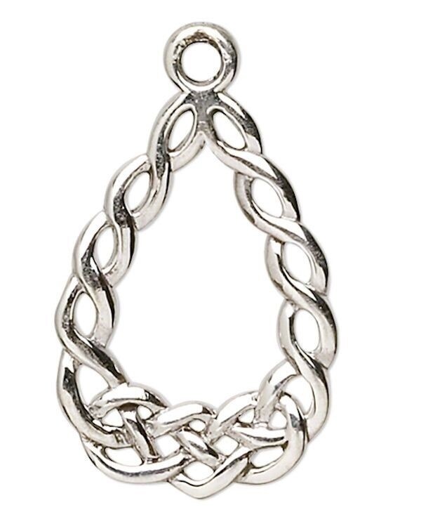 2 Antiqued Sterling Silver 19x13mm Open Teardrops *