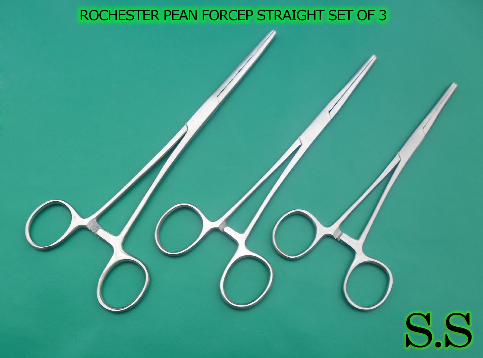 3 ROCHESTER PEAN FORCEPS 8" & 9" & 10" STRAIGHT Surgical Instruments